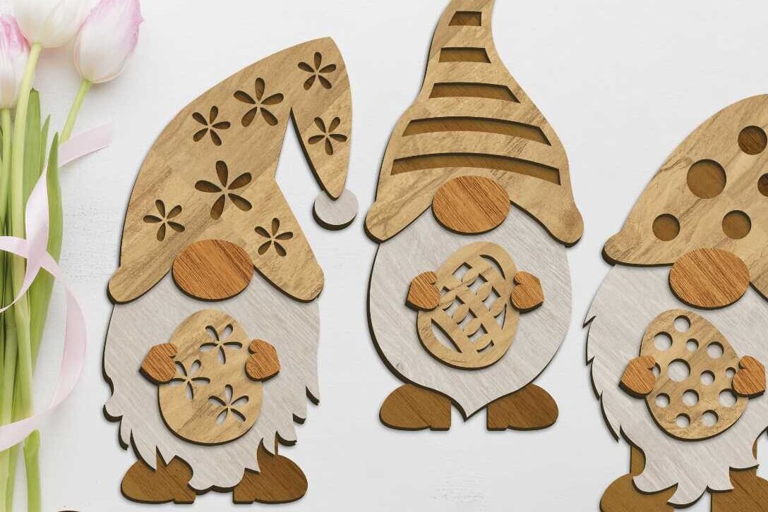 Σετ των 3 Intra απο ξύλο plywood 3mm-4mm πάχος - Διακοσμητικό πρότυπο δέσμης πασχαλινών καλικάντζων Δίασταση 6x10 cm INTRAFABR-90557846