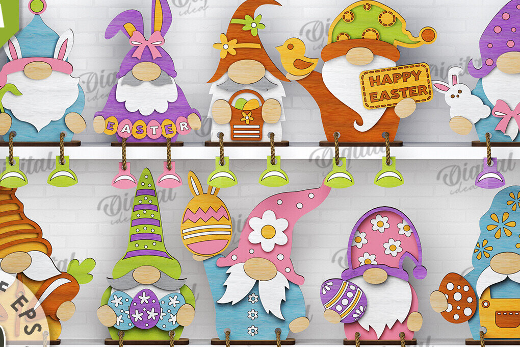 Σετ των 2 Intra απο ξύλο plywood 3mm-4mm πάχος - Πακέτο LaserCut Πασχαλινά στοιχειά. 3D καλικάντζαροι Δίασταση 15x15 cm INTRAFABR-115405293