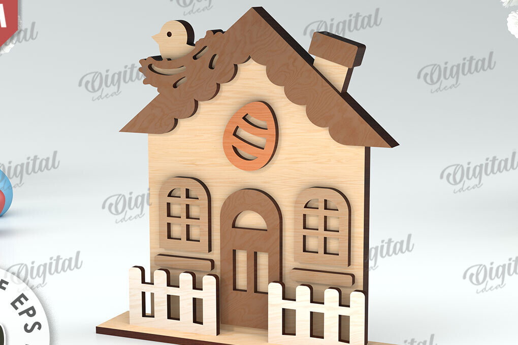 Σετ των 2 Intra απο ξύλο plywood 3mm-4mm πάχος - Πασχαλινό σπίτι . Tiny House  Δίασταση 15x15 cm INTRAFABR-115442875