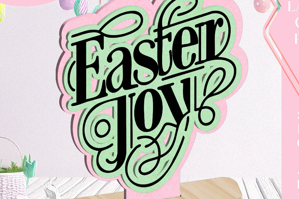 Σετ των 3 Intra απο ξύλο plywood 3mm-4mm πάχος - Easter Joy Spring Στολίδι Laser Cut  Δίασταση 6x6 cm INTRAFABR-115552155