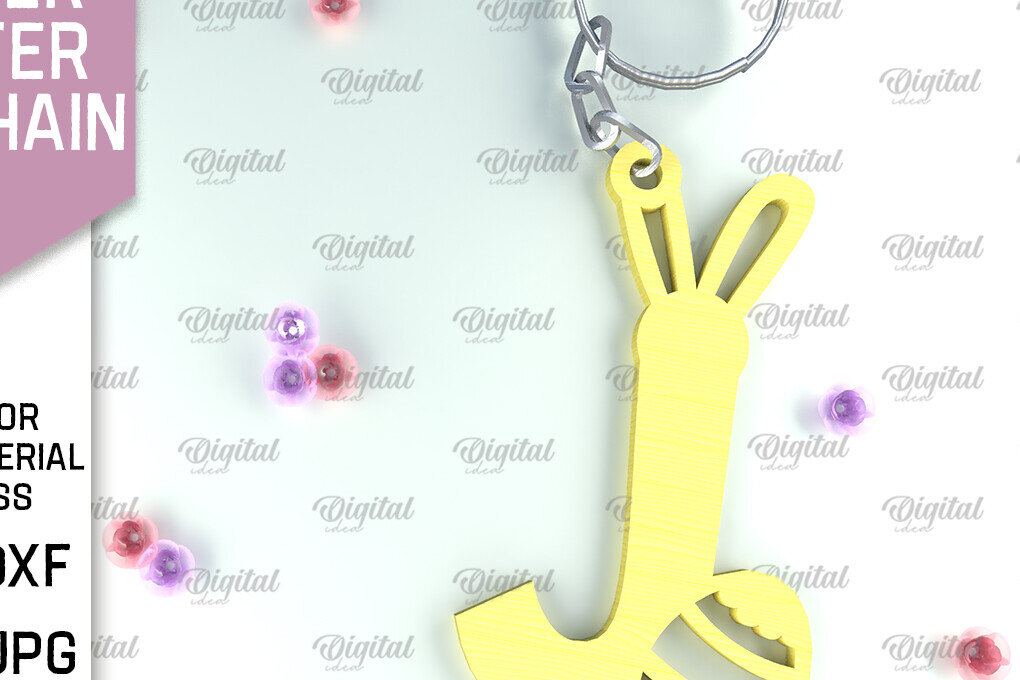 Σετ των 3 Intra απο ξύλο plywood 3mm-4mm πάχος - Πασχαλινό μπρελόκ με λέιζερ. Γράμμα J Δίασταση 4x4 cm INTRAFABR-90352678