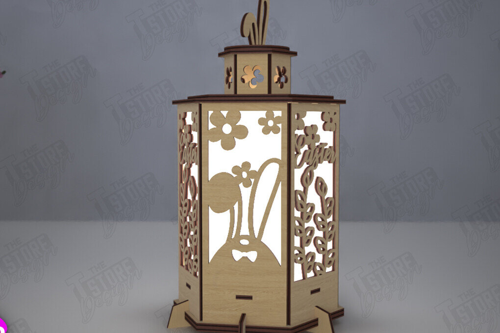 Σετ των 2 Intra απο ξύλο plywood 3mm-4mm πάχος - Πασχαλινό Φανάρι | 3D Φανάρι |Λαμπτήρας Σκιών Δίασταση 15x15 cm INTRAFABR-116215439