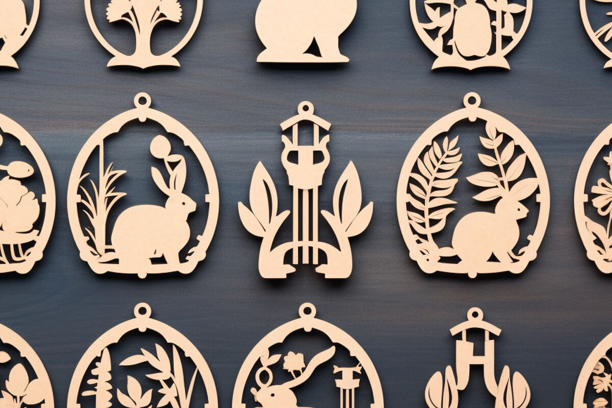 Σετ των 3 Intra απο ξύλο plywood 3mm-4mm πάχος - Πασχαλινό Laser Cut  Bundle Δίασταση 4x4 cm INTRAFABR-89345527