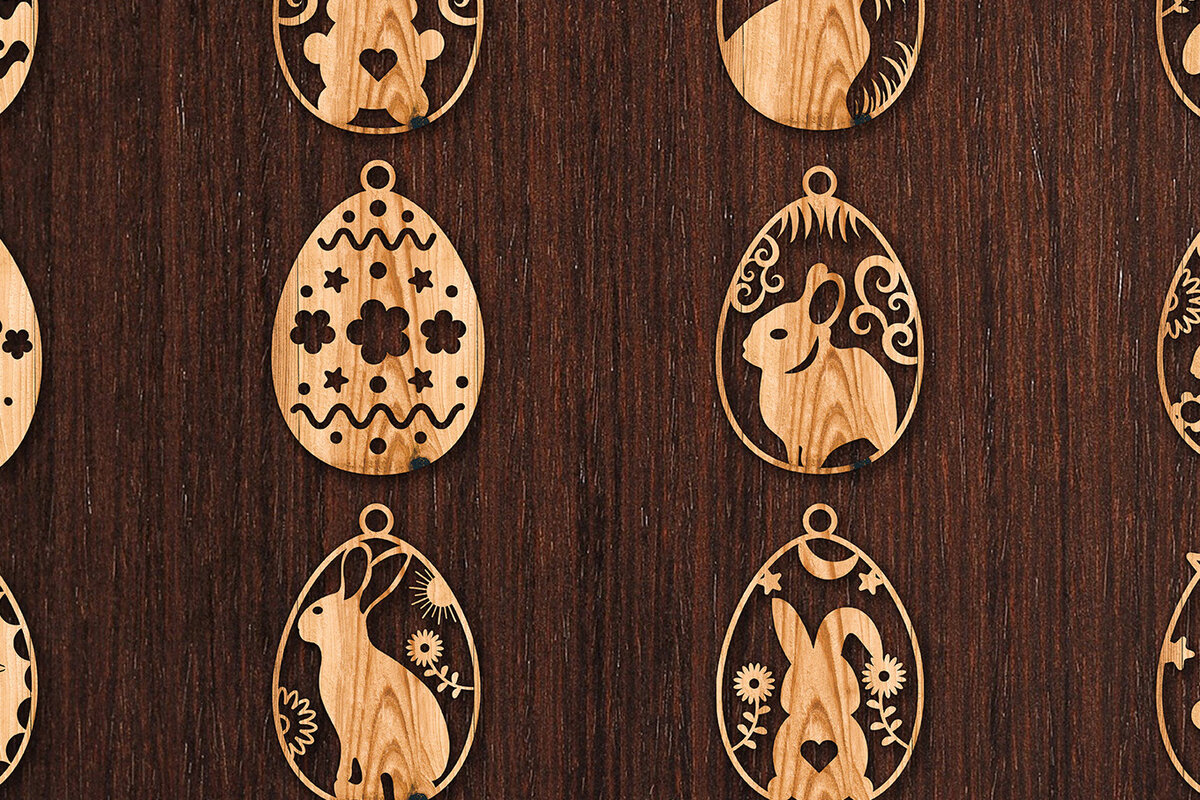 Σετ των 2 Intra απο ξύλο plywood 3mm-4mm πάχος - Πασχαλινό Laser Cut  Bundle Δίασταση 15x15 cm INTRAFABR-60536273