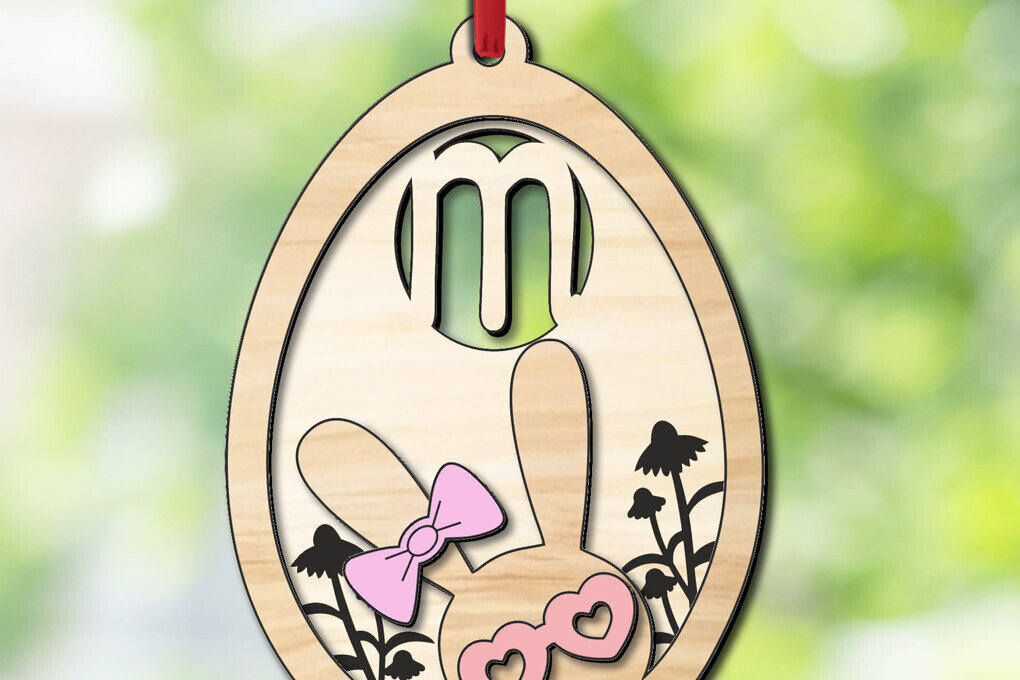 Σετ των 3 Intra απο ξύλο plywood 3mm-4mm πάχος - Πασχαλινό Laser Letter M Bunny Egg Basket Δίασταση 6x6 cm INTRAFABR-118766216