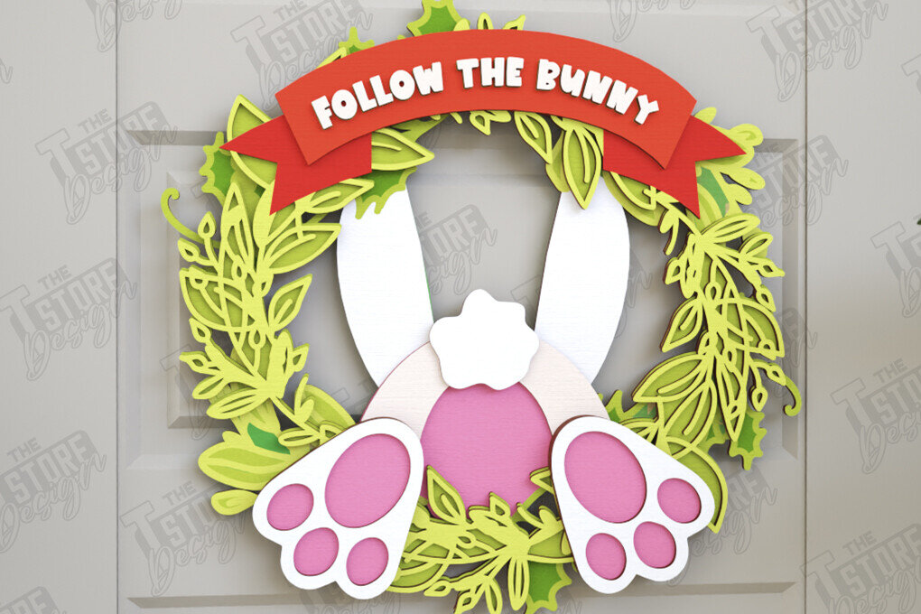 Σετ των 2 Intra απο ξύλο plywood 3mm-4mm πάχος - Πασχαλινό στεφάνι | Πασχαλινό σχέδιο Δίασταση 15x15 cm INTRAFABR-116814105