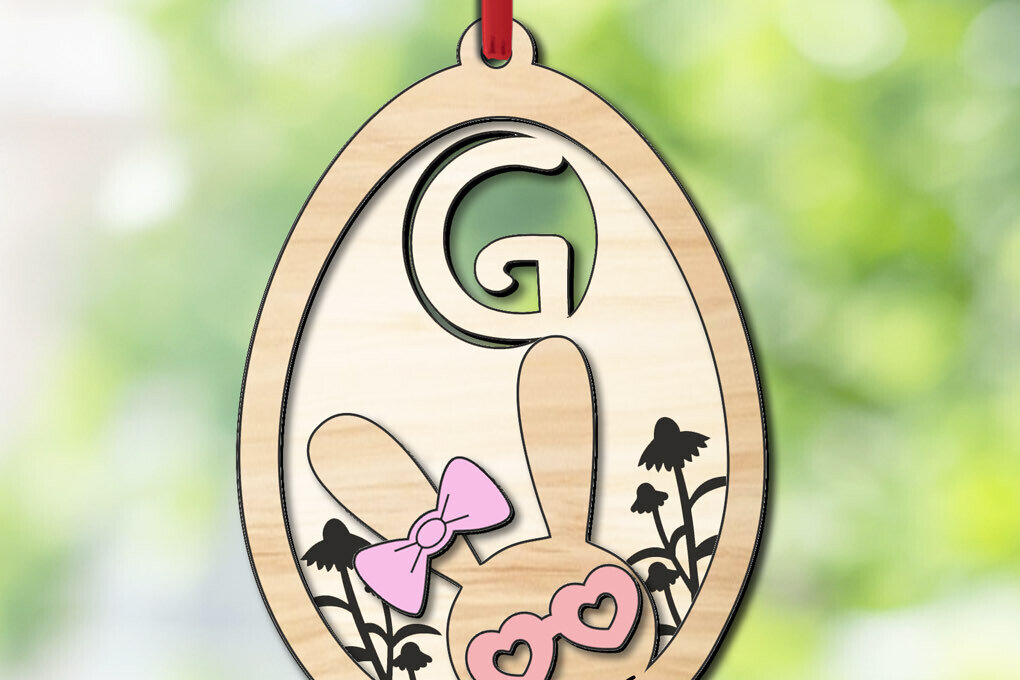 Σετ των 3 Intra απο ξύλο plywood 3mm-4mm πάχος - Πασχαλινό γράμμα G Καλάθι Ετικέτα στολίδι  Δίασταση 6x6 cm INTRAFABR-118689463