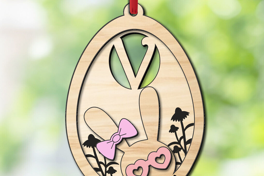 Σετ των 3 Intra απο ξύλο plywood 3mm-4mm πάχος - Πασχαλινό γράμμα V  Δώρο Κουνελάκι Αυγό Ετικέτα Δίασταση 6x6 cm INTRAFABR-118821043