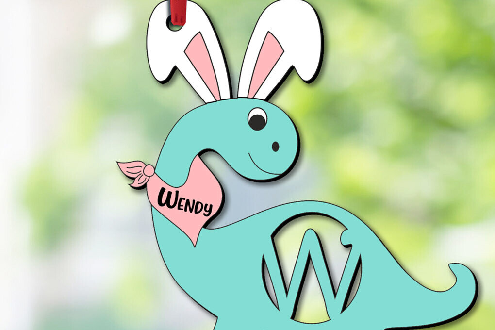 Σετ των 3 Intra απο ξύλο plywood 3mm-4mm πάχος - Πασχαλινό γράμμα W Καλάθι Dino Cut με λέιζερ Δίασταση 6x6 cm INTRAFABR-112447014