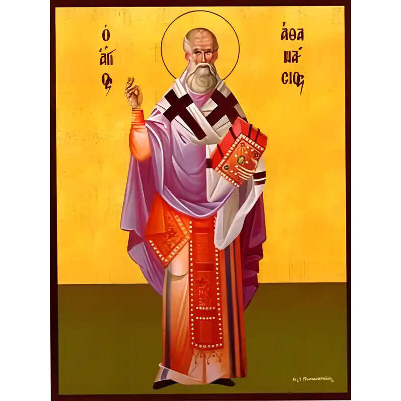 Εικόνα Ορθοδοξίας με περίγραμμα χρυσό σε ξύλο Φλαμουρίας  με  βάση Εικόνα ΑΓΙΟΣ ΑΘΑΝΑΣΙΟΣ Ο ΜΕΓΑΣ, ΠΑΤΡΙΑΡΧΗΣ ΑΛΕΞΑΝΔΡΕΙΑΣ, ΟΛΟΣΩΜΟΣ Χειροποίητη Ελληνορθόδοξη εικόνα του Ιησού Χριστού, Κρεμαστή πλάκα βυζαντινής τέχνης, χριστιανική τέχνη Διάσταση 40x30 cm