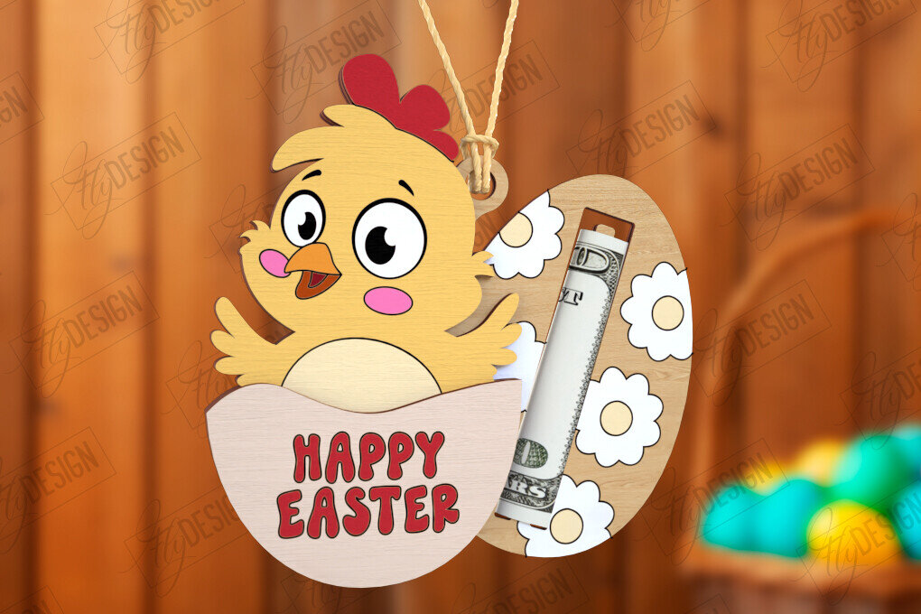 Σετ των 2 Intra απο ξύλο plywood 3mm-4mm πάχος - Πασχαλινός Χρηματοφύλακας | Ευχετήριες κάρτες Δίασταση 15x15 cm INTRAFABR-115496397