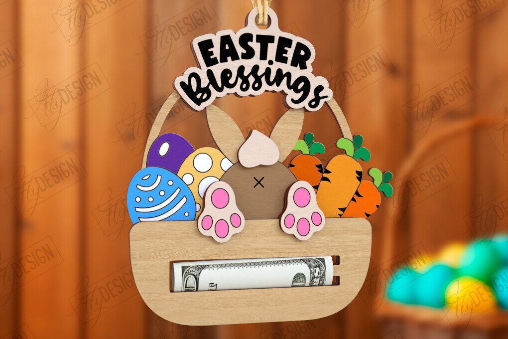 Σετ των 2 Intra απο ξύλο plywood 3mm-4mm πάχος - Πασχαλινός Χρηματοφύλακας | Ευχετήριες κάρτες Δίασταση 15x15 cm INTRAFABR-115496439