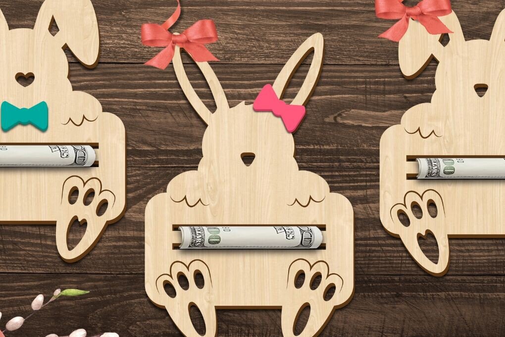 Σετ των 2 Intra απο ξύλο plywood 3mm-4mm πάχος - Πασχαλινή θήκη χρημάτων με λέιζερ Δίασταση 15x15 cm INTRAFABR-91747998