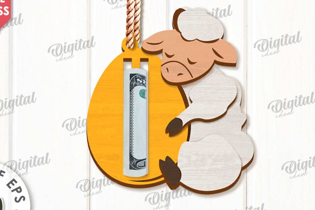 Σετ των 2 Intra απο ξύλο plywood 3mm-4mm πάχος - Πασχαλινή θήκη χρημάτων Σχέδιο κοπής με λέιζερ Δίασταση 15x15 cm INTRAFABR-118030291