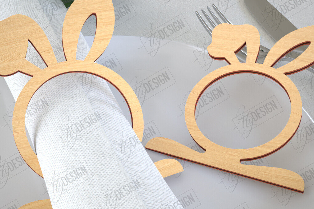 Σετ των 2 Intra απο ξύλο plywood 3mm-4mm πάχος - Πασχαλινά δαχτυλίδια χαρτοπετσέτας | Εορταστικό δείπνο Δίασταση 15x15 cm INTRAFABR-115437565