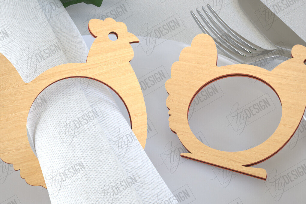 Σετ των 2 Intra απο ξύλο plywood 3mm-4mm πάχος - Πασχαλινά δαχτυλίδια χαρτοπετσέτας | Εορταστικό δείπνο Δίασταση 15x15 cm INTRAFABR-115437590