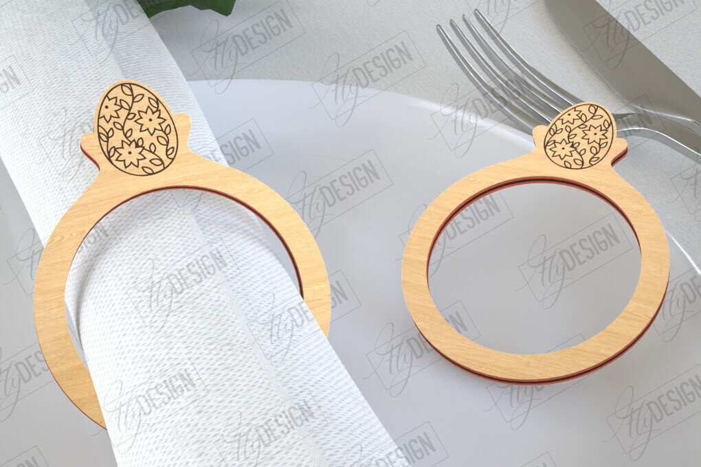 Σετ των 2 Intra απο ξύλο plywood 3mm-4mm πάχος - Πασχαλινά δαχτυλίδια χαρτοπετσέτας | Εορταστικό δείπνο Δίασταση 15x15 cm INTRAFABR-115437746