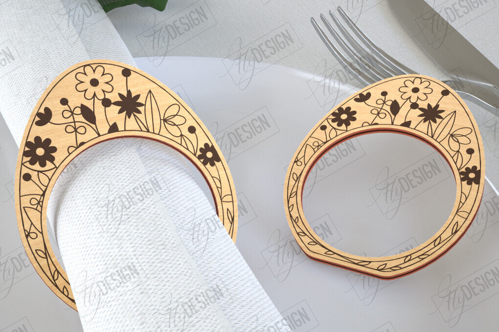 Σετ των 2 Intra απο ξύλο plywood 3mm-4mm πάχος - Πασχαλινά δαχτυλίδια χαρτοπετσέτας | Εορταστικό δείπνο Δίασταση 15x15 cm INTRAFABR-115437926