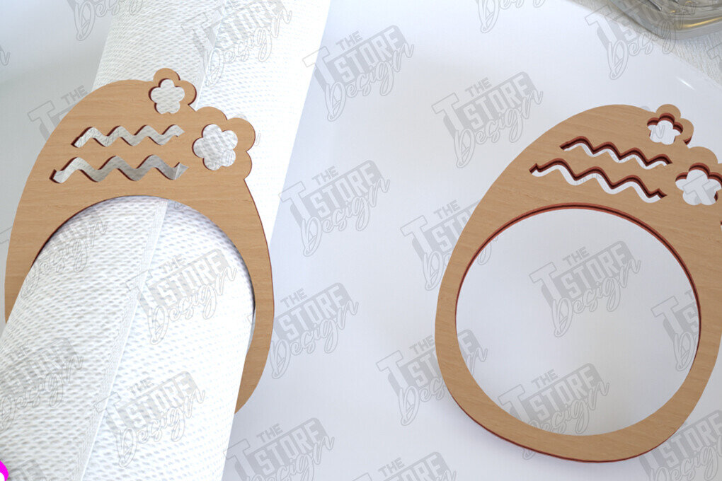 Σετ των 2 Intra απο ξύλο plywood 3mm-4mm πάχος - Πασχαλινά δαχτυλίδια χαρτοπετσέτας | Εορταστικό δείπνο Δίασταση 15x15 cm INTRAFABR-115369595