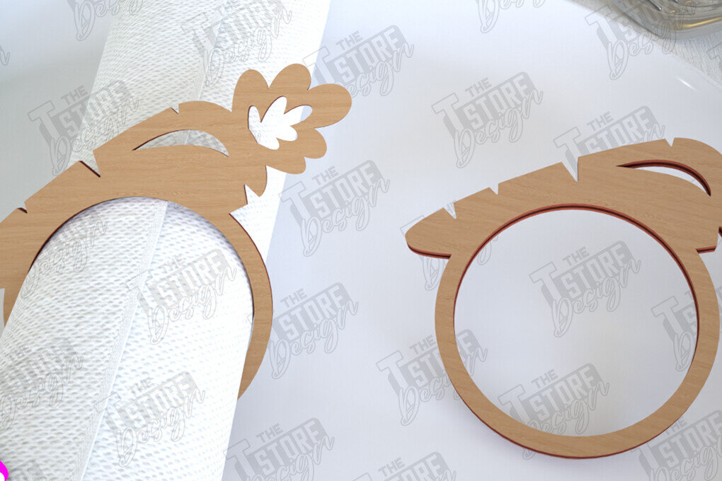 Σετ των 2 Intra απο ξύλο plywood 3mm-4mm πάχος - Πασχαλινά δαχτυλίδια χαρτοπετσέτας | Εορταστικό δείπνο Δίασταση 15x15 cm INTRAFABR-115369570