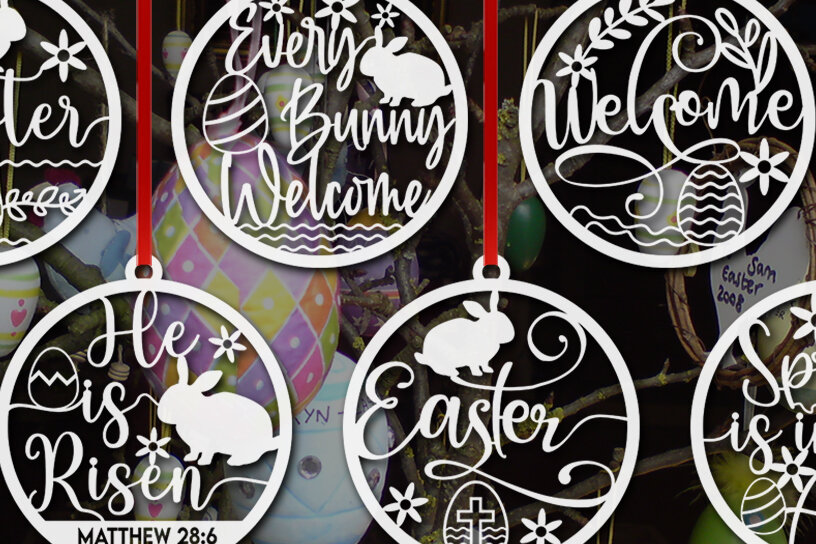 Σετ των 3 Intra απο ξύλο plywood 3mm-4mm πάχος - Πασχαλινό Στολίδι Laser Cutfile Bundle  Δίασταση 6x6 cm INTRAFABR-53948550