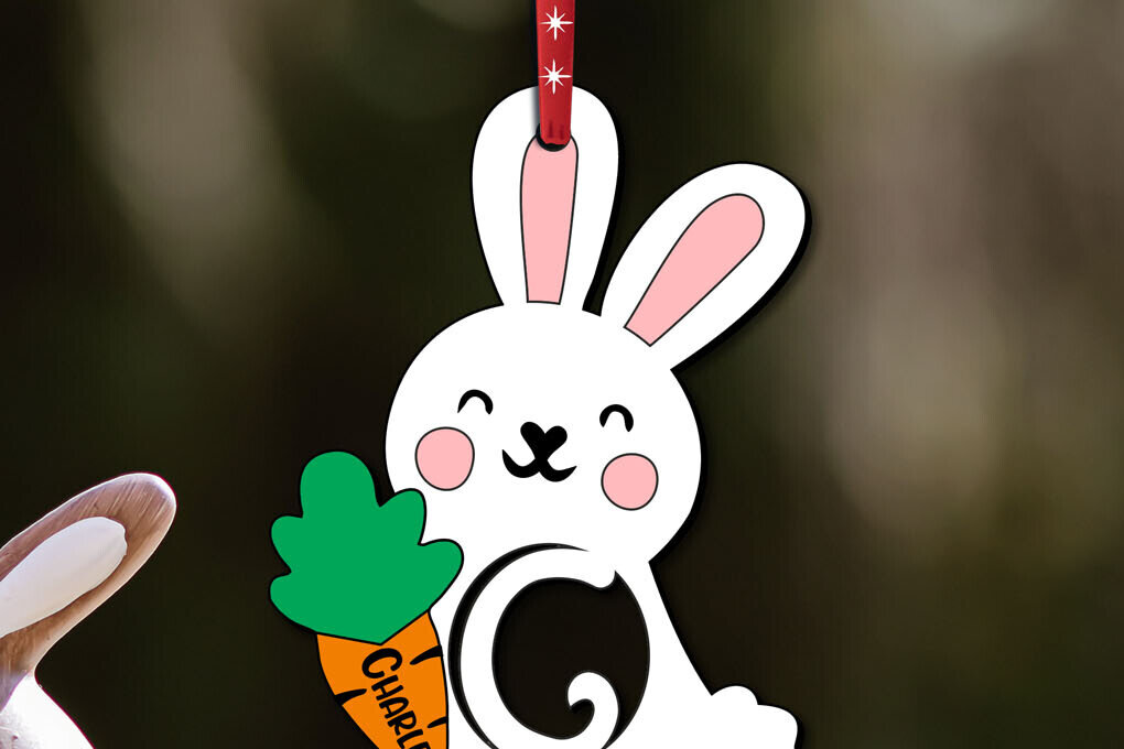 Σετ των 3 Intra απο ξύλο plywood 3mm-4mm πάχος - Πασχαλινό διακοσμητικό γράμμα Γ Λαγουδάκι κουνέλι Δίασταση 6x6 cm INTRAFABR-113008876