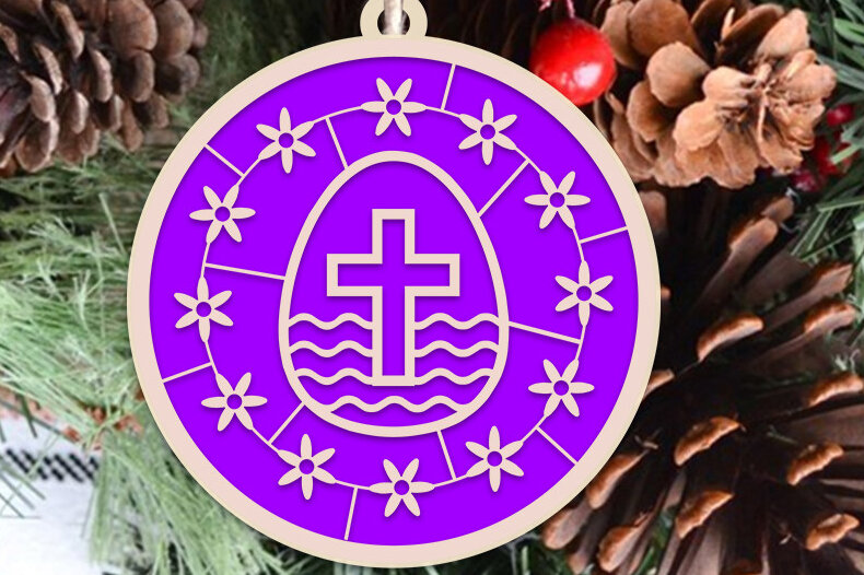 Σετ των 3 Intra απο ξύλο plywood 3mm-4mm πάχος - Πασχαλινό Στολίδι  Laser Cut Δίασταση 6x6 cm INTRAFABR-53943984