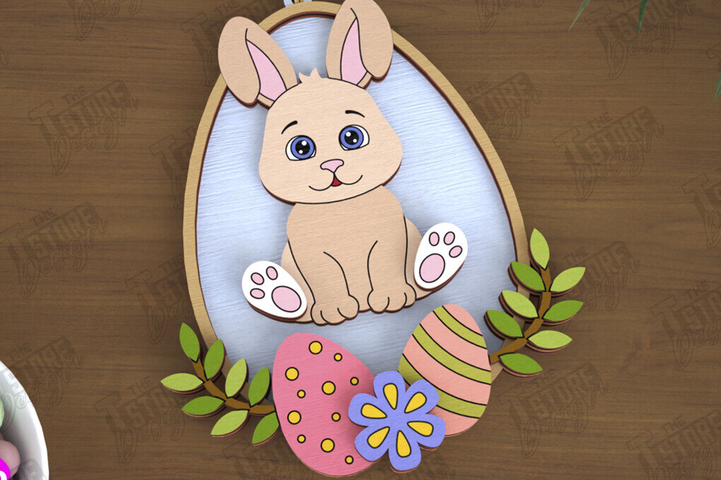 Σετ των 3 Intra απο ξύλο plywood 3mm-4mm πάχος - Πασχαλινά Στολίδια | Πασχαλινή κρεμαστή διακόσμηση Δίασταση 6x6 cm INTRAFABR-115769596