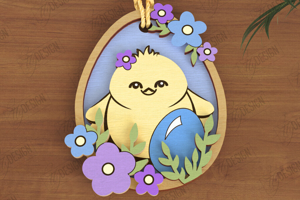 Σετ των 3 Intra απο ξύλο plywood 3mm-4mm πάχος - Πασχαλινά Στολίδια | Πασχαλινή κρεμαστή διακόσμηση Δίασταση 6x6 cm INTRAFABR-117198031