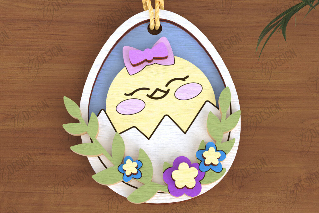 Σετ των 3 Intra απο ξύλο plywood 3mm-4mm πάχος - Πασχαλινά Στολίδια | Πασχαλινή κρεμαστή διακόσμηση Δίασταση 6x6 cm INTRAFABR-117198055