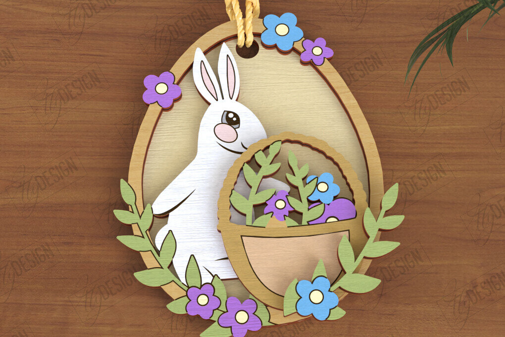 Σετ των 3 Intra απο ξύλο plywood 3mm-4mm πάχος - Πασχαλινά Στολίδια | Πασχαλινή κρεμαστή διακόσμηση Δίασταση 6x6 cm INTRAFABR-117198059