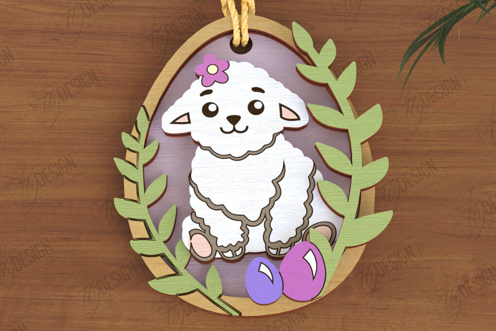 Σετ των 3 Intra απο ξύλο plywood 3mm-4mm πάχος - Πασχαλινά Στολίδια | Πασχαλινή κρεμαστή διακόσμηση Δίασταση 6x6 cm INTRAFABR-117198062