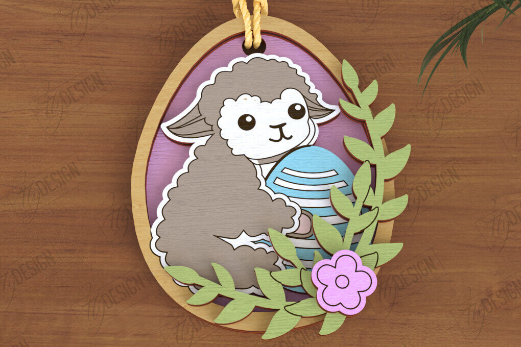 Σετ των 3 Intra απο ξύλο plywood 3mm-4mm πάχος - Πασχαλινά Στολίδια | Πασχαλινή κρεμαστή διακόσμηση Δίασταση 6x6 cm INTRAFABR-117198070