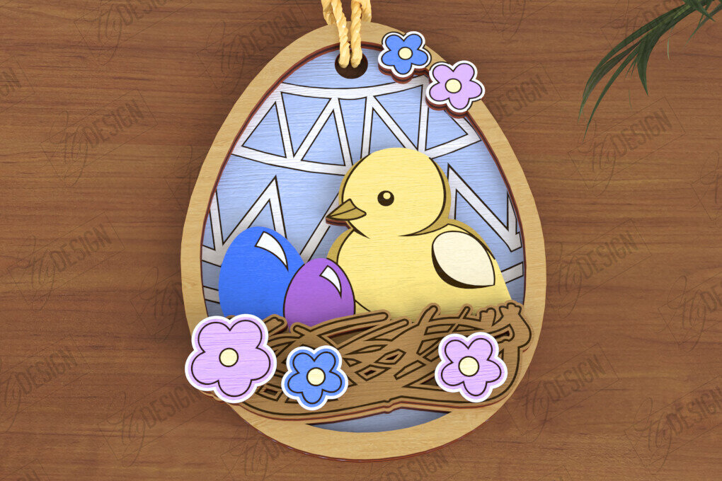 Σετ των 3 Intra απο ξύλο plywood 3mm-4mm πάχος - Πασχαλινά Στολίδια | Πασχαλινή κρεμαστή διακόσμηση Δίασταση 6x6 cm INTRAFABR-117198074