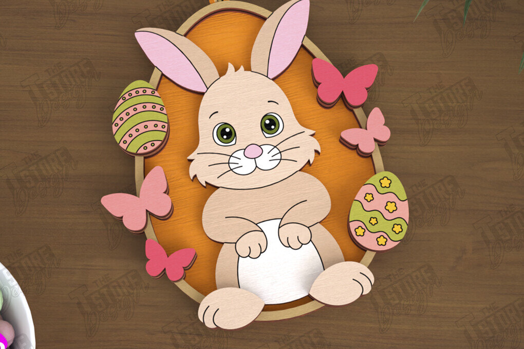 Σετ των 3 Intra απο ξύλο plywood 3mm-4mm πάχος - Πασχαλινά Στολίδια | Πασχαλινή κρεμαστή διακόσμηση Δίασταση 6x6 cm INTRAFABR-115769567