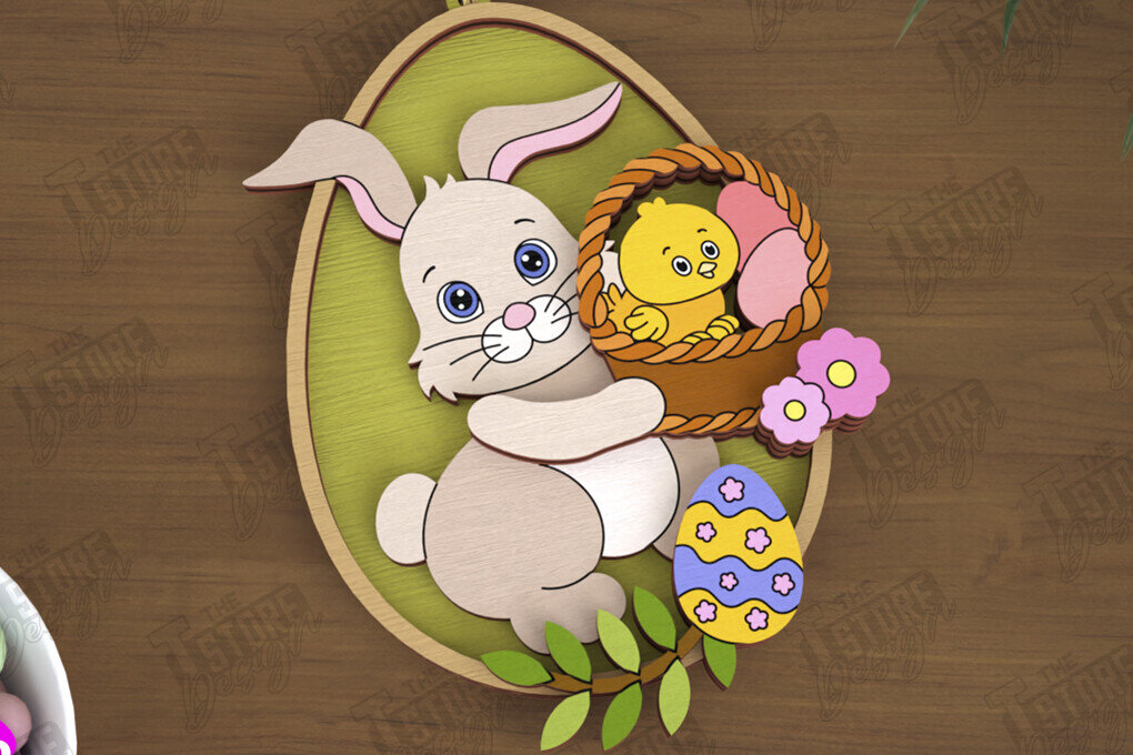 Σετ των 3 Intra απο ξύλο plywood 3mm-4mm πάχος - Πασχαλινά Στολίδια | Πασχαλινή κρεμαστή διακόσμηση Δίασταση 6x6 cm INTRAFABR-115769575