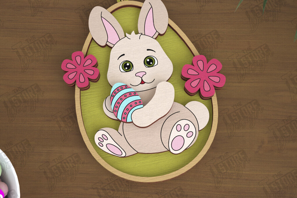 Σετ των 3 Intra απο ξύλο plywood 3mm-4mm πάχος - Πασχαλινά Στολίδια | Πασχαλινή κρεμαστή διακόσμηση Δίασταση 6x6 cm INTRAFABR-115769588