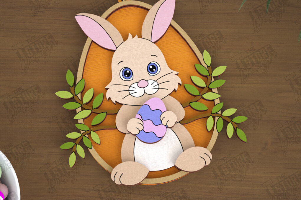 Σετ των 3 Intra απο ξύλο plywood 3mm-4mm πάχος - Πασχαλινά Στολίδια | Πασχαλινή κρεμαστή διακόσμηση Δίασταση 6x6 cm INTRAFABR-115769592