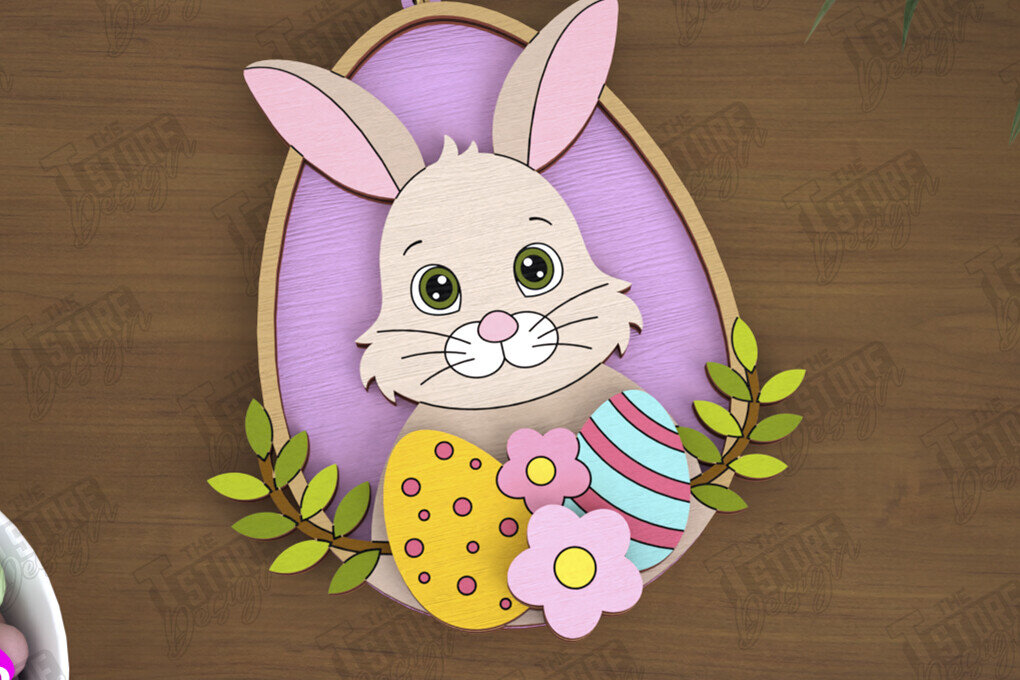 Σετ των 3 Intra απο ξύλο plywood 3mm-4mm πάχος - Πασχαλινά Στολίδια | Πασχαλινή κρεμαστή διακόσμηση Δίασταση 6x6 cm INTRAFABR-115769559