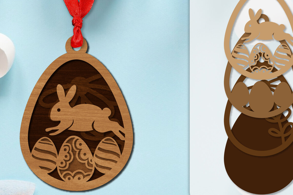 Σετ των 3 Intra απο ξύλο plywood 3mm-4mm πάχος - Πασχαλινά στολίδια με στρώσεις Lasercut Δίασταση 6x6 cm INTRAFABR-118338869