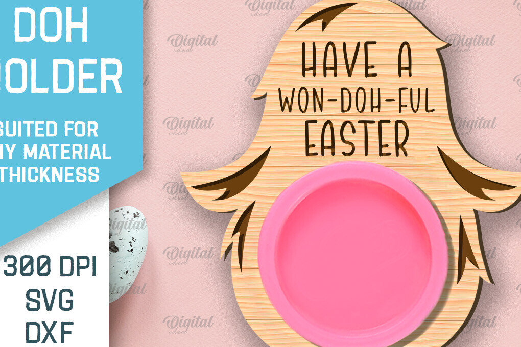 Σετ των 2 Intra απο ξύλο plywood 3mm-4mm πάχος - Πασχαλινό παιχνίδι Doh Holder Cut Laser Δίασταση 15x15 cm INTRAFABR-91066924