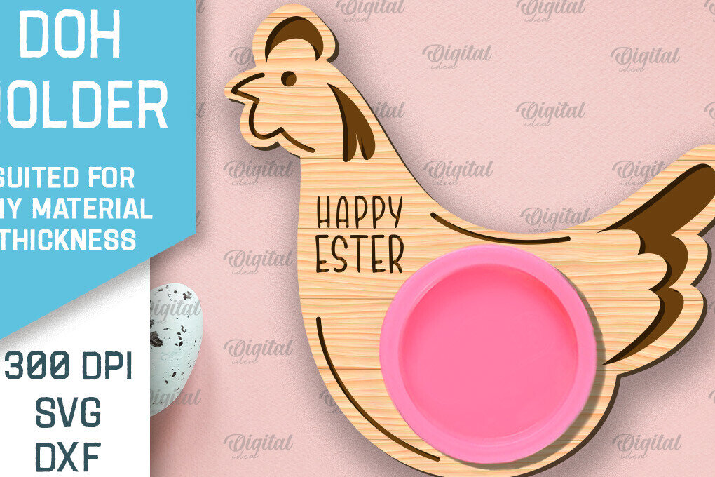 Σετ των 2 Intra απο ξύλο plywood 3mm-4mm πάχος - Πασχαλινό παιχνίδι Doh Holder Cut Laser Δίασταση 15x15 cm INTRAFABR-91067006