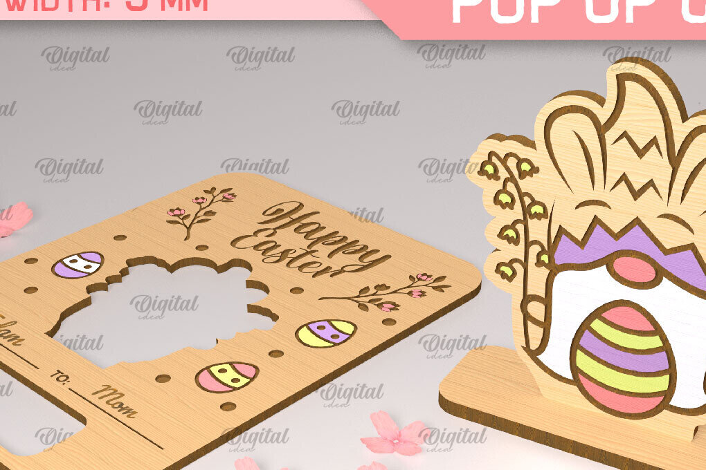 Σετ των 2 Intra απο ξύλο plywood 3mm-4mm πάχος - Πασχαλινή αναδυόμενη κάρτα κοπής με λέιζερ Δίασταση 15x15 cm INTRAFABR-90349151