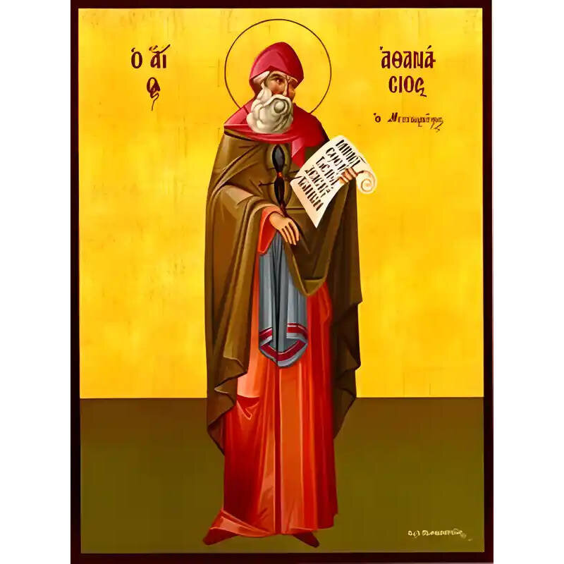 Εικόνα Ορθοδοξίας με περίγραμμα χρυσό σε ξύλο Φλαμουρίας  με  βάση Εικόνα ΑΓΙΟΣ ΑΘΑΝΑΣΙΟΣ, Ο ΜΕΤΕΩΡΙΤΗΣ, ΟΛΟΣΩΜΟΣ Χειροποίητη Ελληνορθόδοξη εικόνα του Ιησού Χριστού, Κρεμαστή πλάκα βυζαντινής τέχνης, χριστιανική τέχνη Διάσταση 40x30 cm (10,2x7,9 ίντσες)