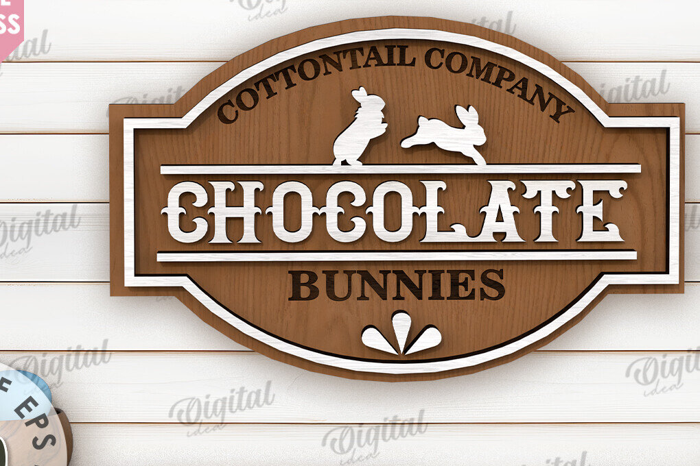 Σετ των 2 Intra απο ξύλο plywood 3mm-4mm πάχος - Πασχαλινή ρετρό πινακίδα . Σπίτι του Πάσχα Δίασταση 15x15 cm INTRAFABR-115401727