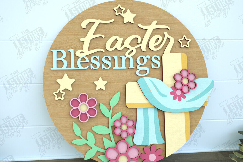 Σετ των 2 Intra απο ξύλο plywood 3mm-4mm πάχος - Πασχαλινή Στρογγυλή Πινακίδα | Καλό Πάσχα | CNC Δίασταση 15x15 cm INTRAFABR-116595865