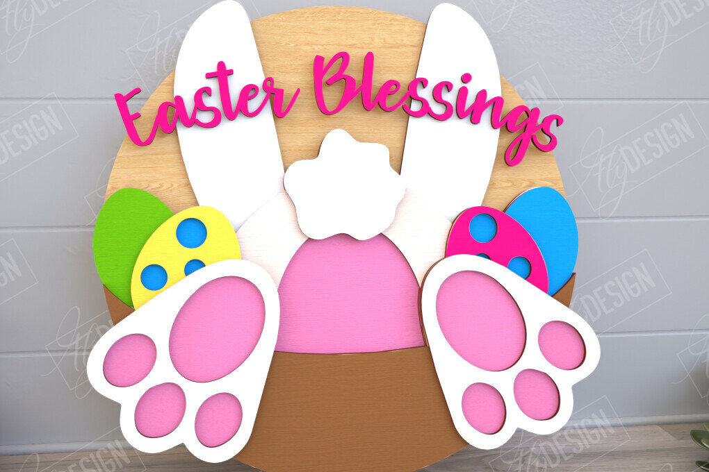 Σετ των 2 Intra απο ξύλο plywood 3mm-4mm πάχος - Πασχαλινή Στρογγυλή Πινακίδα | Διακόσμηση σπιτιού |  CNC Δίασταση 15x15 cm INTRAFABR-117793368