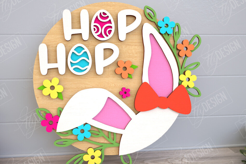 Σετ των 2 Intra απο ξύλο plywood 3mm-4mm πάχος - Πασχαλινή Στρογγυλή Πινακίδα | Διακόσμηση σπιτιού |  CNC Δίασταση 15x15 cm INTRAFABR-117793373