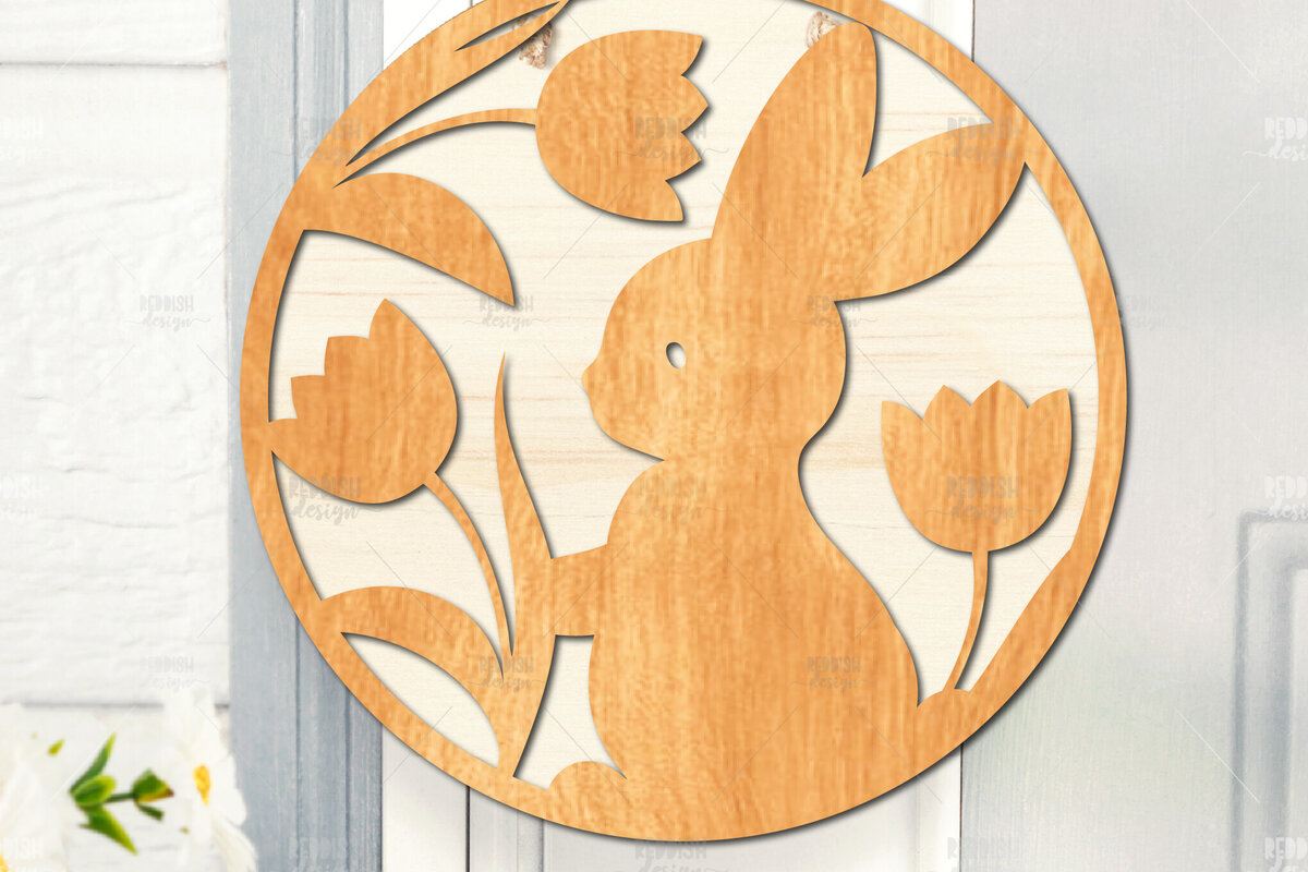 Intra απο ξύλο plywood 3mm-4mm πάχος - Πασχαλινή στρογγυλή πινακίδα I Πασχαλινή κρεμάστρα πόρτας Δίασταση 15x15 cm INTRAFABR-116740887