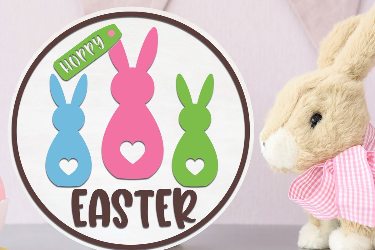 Σετ των 2 Intra απο ξύλο plywood 3mm-4mm πάχος - Πασχαλινή Στρογγυλή Πινακίδα . Σήμα Ester  Δίασταση 15x15 cm INTRAFABR-89919725